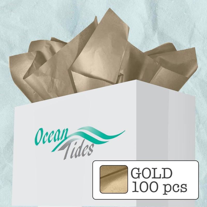 Ocean Tides Premium 100 Sheets (14 x 20 Inches) Valentineâ€™s Wrapping Paper â€“ Gift Wrapping Tissue Paper Bulk for Romantic Gifts, Crafts, & Birthdays â€“ Colored Tissue Papers for Gift Bags, Gold - Image 2